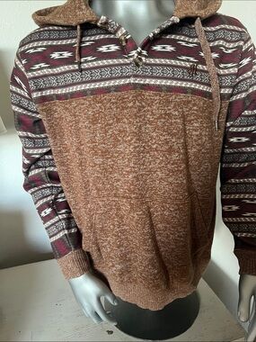Hooey Hoodie brown Aztec tribal Jimmy sz Med western cowboy